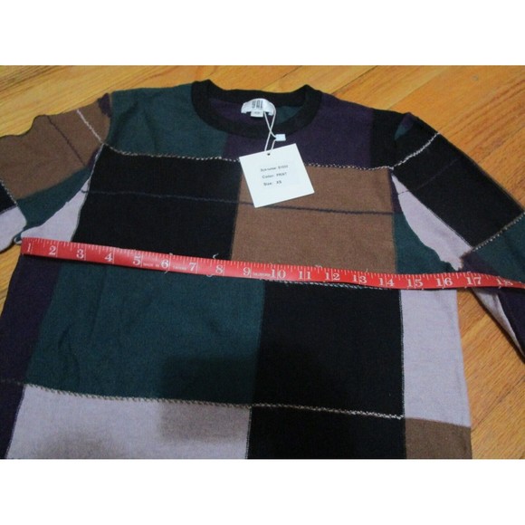 NWT YAL New York womens long sleeve patchwork print multicolor knit sweater XS - Picture 4 of 8